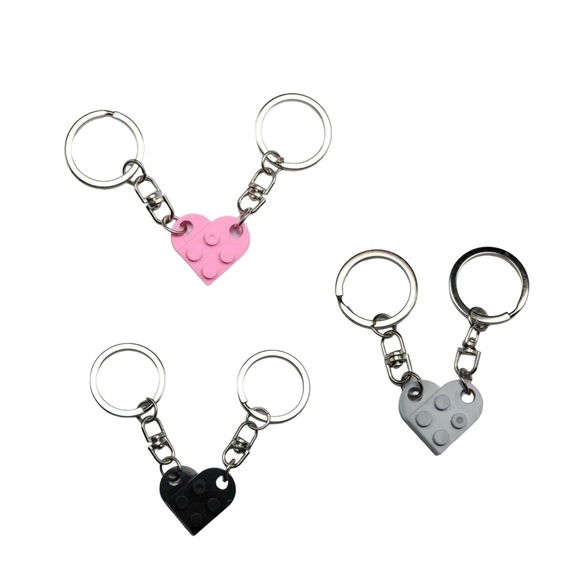 Lego Brick Heart Keychain - Couple/Friendship Keychains - Picture 1 of 4